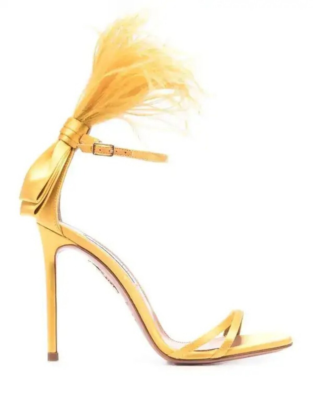 Aquazzura Concerto Feather Stiletto Sandals In Tuscan Sun Size 38/8 - Picture 2 of 13